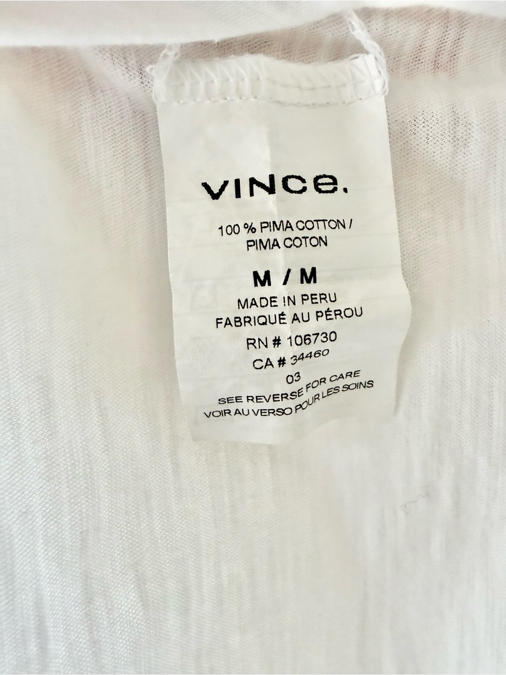 Vince Designer Pima Cotton White Oversized Lightweight LS Slub Tee Shirt M NWT - Picture 9 of 9